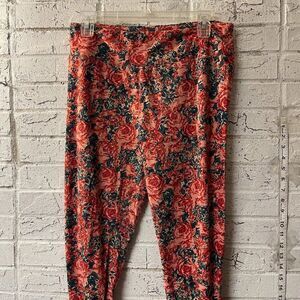 LularRoe Red Rose Floral Plus Size Tall Curvy Leggings 12-22